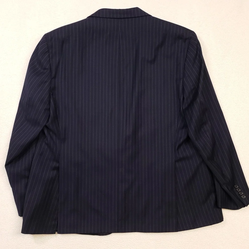 Ralph Ralph Lauren Suit Men 50L 46R Navy Blue Pinstripe Wool Blend Two Piece Set